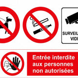 Kit Signalétique Commerce Boutique – 6 Éléments Obligatoires | CB, Vidéosurveillance, Interdictions, Extincteur | Prêt à Poser