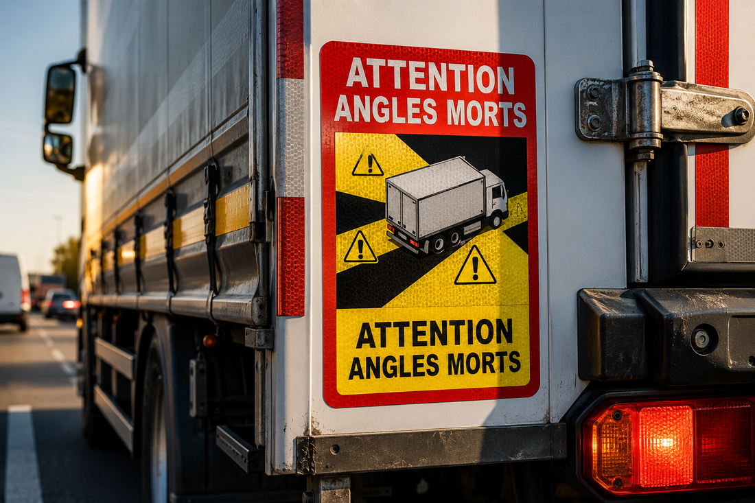 Stickers Angles Morts Poids Lourds : Taille Réglementaire et Emplacements Obligatoires