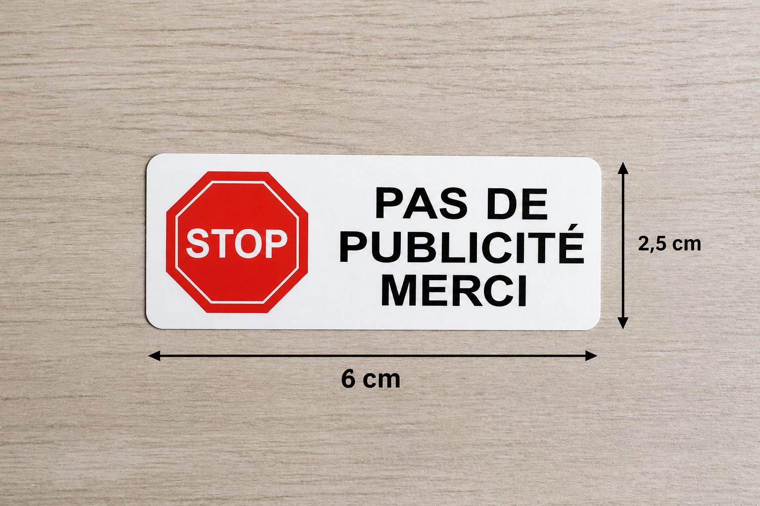 Sticker Stop Publicité Merci – Autocollant Boîte aux Lettres 6 x 2,5 cm