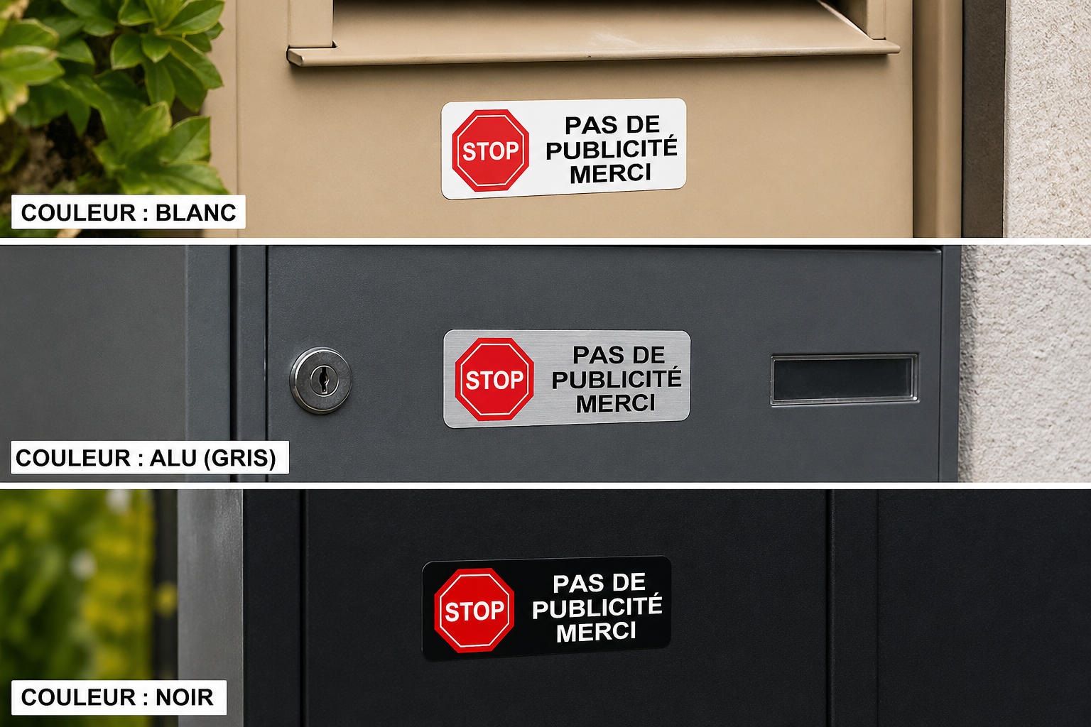 Sticker Stop Publicité Merci – Autocollant Boîte aux Lettres 6 x 2,5 cm