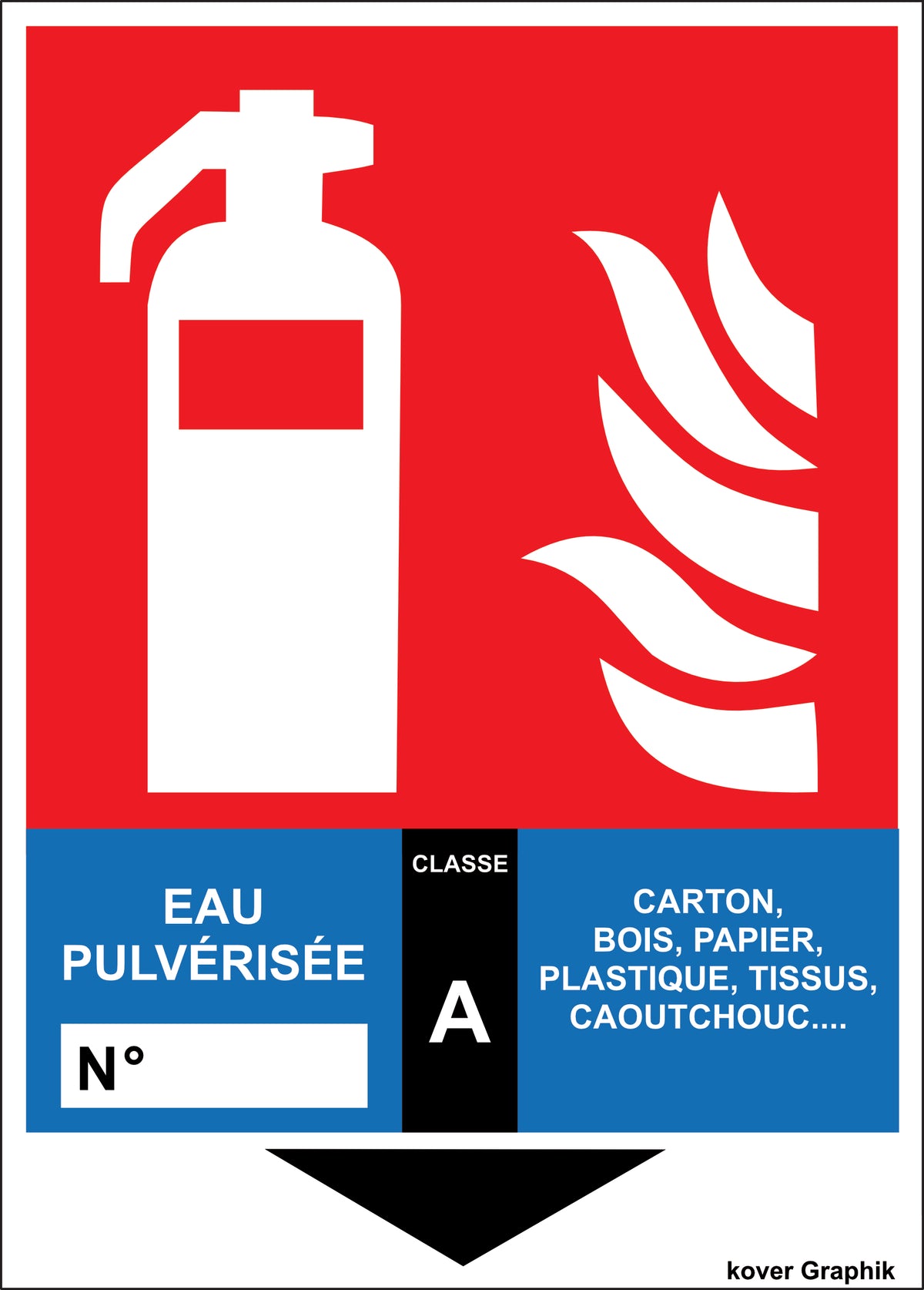 Panneau extincteur – modèle Eau pulvérisée Classe A