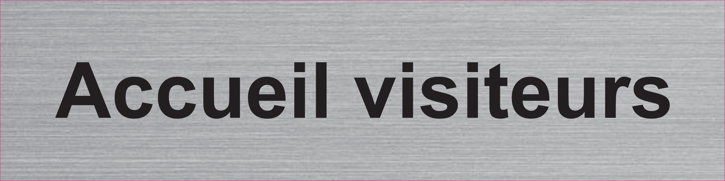 Plaque Accueil visiteurs gravée – PVC bicouche aspect aluminium brossé 20 x 5 cm