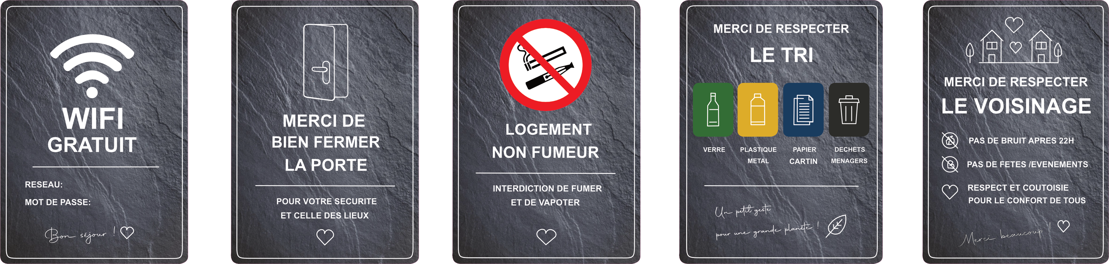 Pack Airbnb Effet Ardoise – Lot de 5 panneau pvc Premium pour Gîte, Chalet et Location Saisonnière