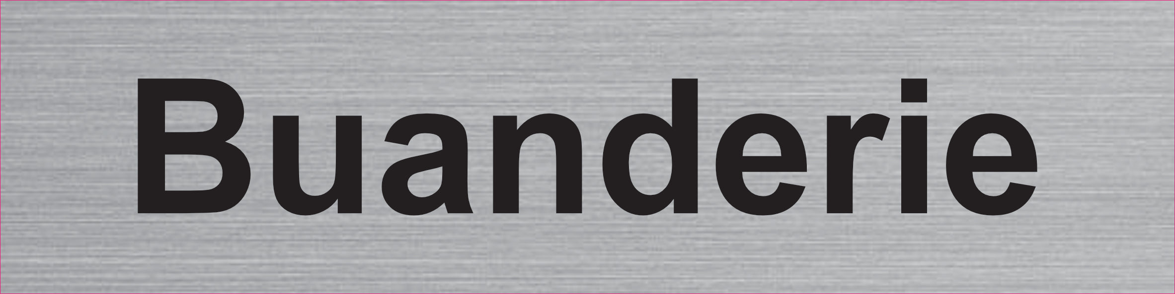 Plaque Buanderie gravée – PVC bicouche aspect aluminium brossé 20 x 5 cm