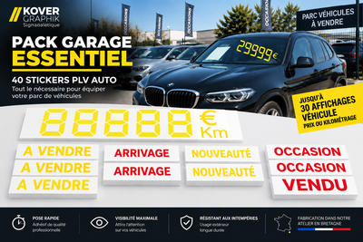 Pack Garage Essentiel – 40 Stickers PLV Auto | 30 Affichages Prix & Kilométrage + Stickers À Vendre, Occasion, Arrivage