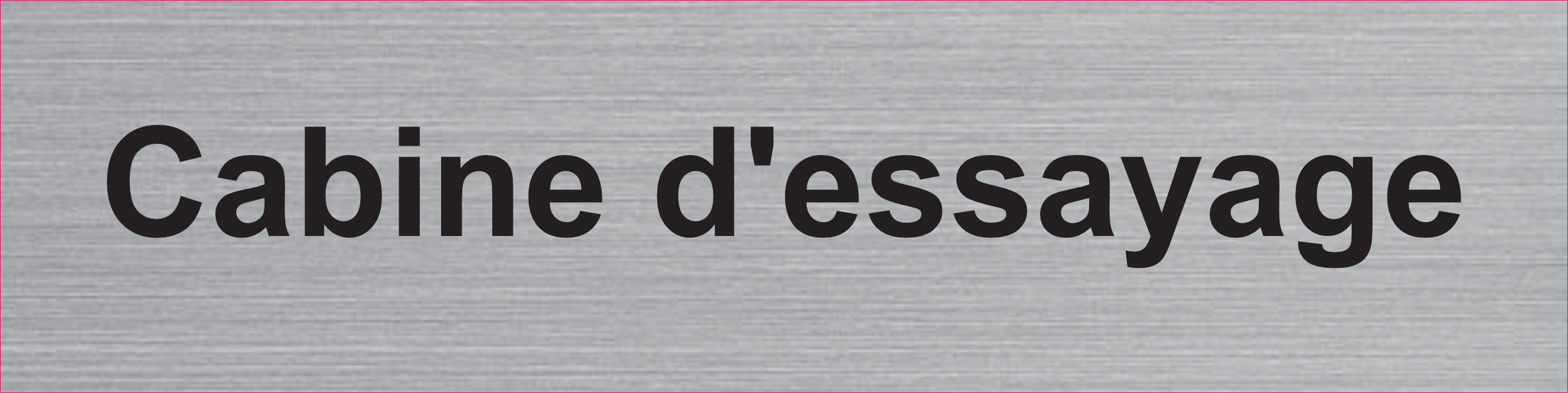 Plaque Cabine d’essayage gravée – PVC bicouche aspect aluminium brossé 20 x 5 cm