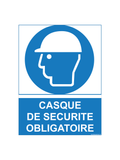 Panneau pvc 3 mm 15 x 20 cm Casque de Sécurité Obligatoire – Signalisation EPI Chantier – Plusieurs Tailles et Supports