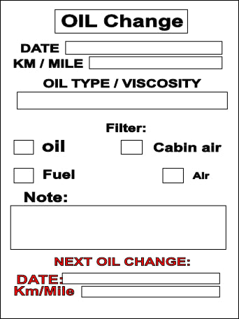 Étiquettes Vidange Huile – 150 Étiquettes Autocollantes – 4 Couleurs au Choix – Suivi Entretien Véhicule – Date, Kilométrage, Huile & Filtres
