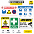 Kit Chantier BTP – 5 Panneaux de Sécurité Professionnels | Sticker | Signalisation Chantier Complète