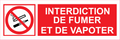 Panneau PVC 3 mm 20 x 7 cm Interdiction de Fumer et de Vapoter – Signalisation Interdiction