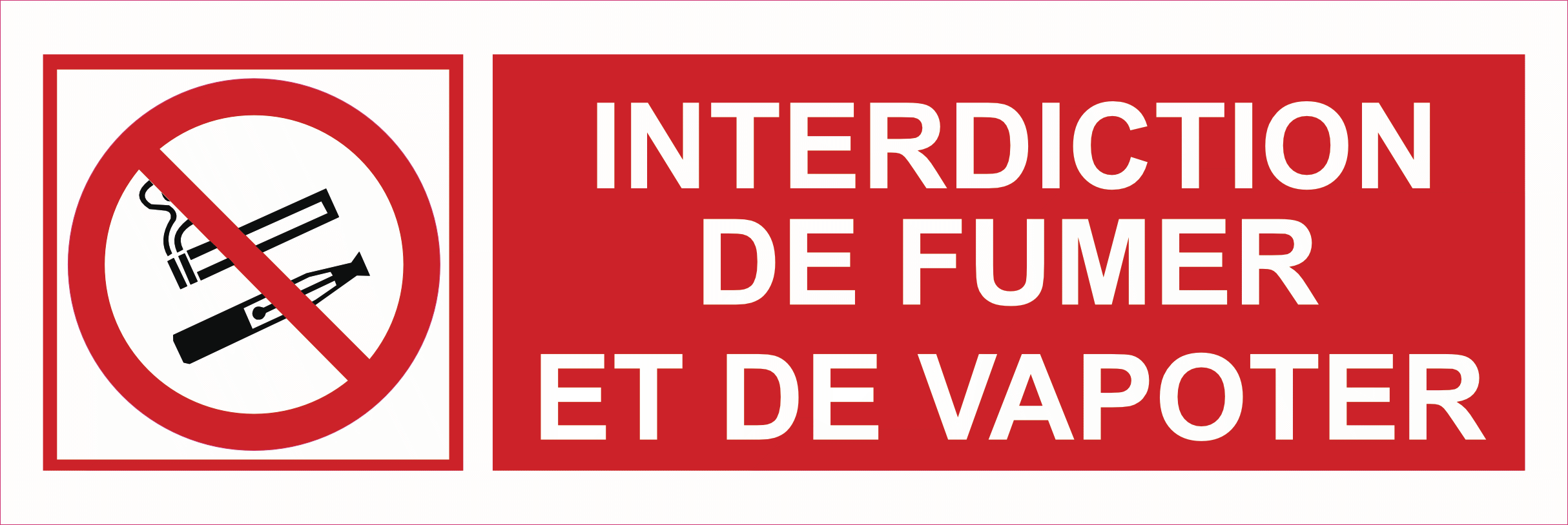 Panneau PVC 3 mm 20 x 7 cm Interdiction de Fumer et de Vapoter – Signalisation Interdiction
