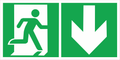 Sticker Issue de Secours Flèche Bas 30×15 cm – Évacuation | Conforme NF EN ISO 7010