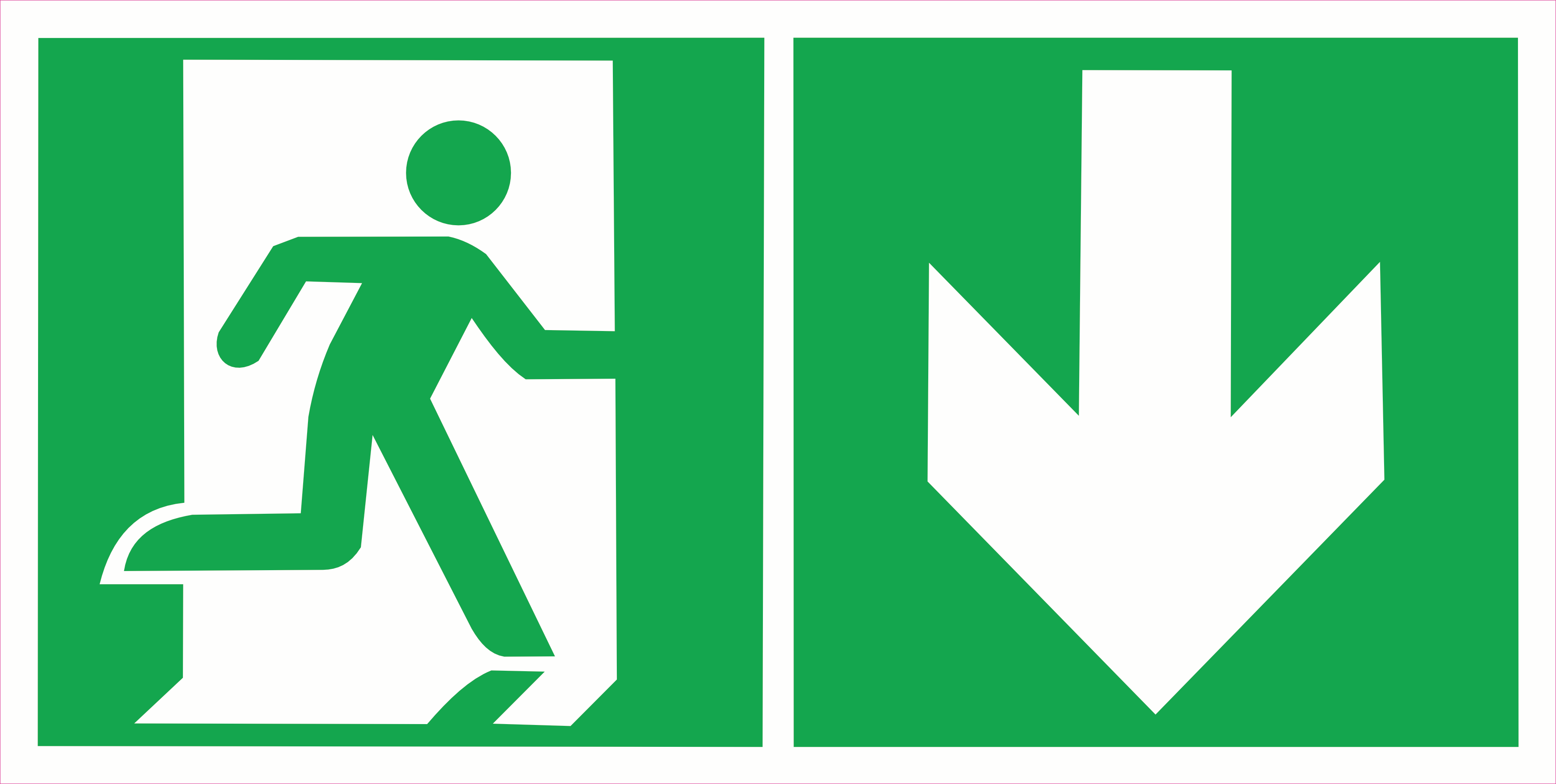Sticker Issue de Secours Flèche Bas 30×15 cm – Évacuation | Conforme NF EN ISO 7010
