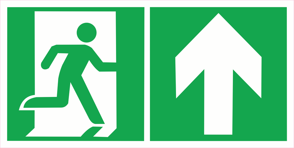 Sticker Issue de Secours Flèche Haut 30×15 cm – Évacuation | Conforme NF EN ISO 7010