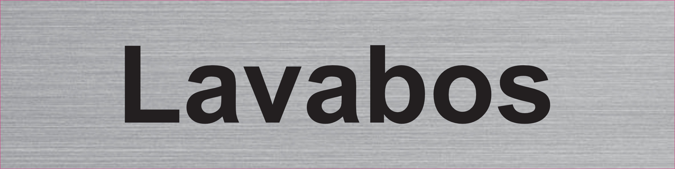 Plaque Lavabos gravée – PVC bicouche aspect aluminium brossé 20 x 5 cm