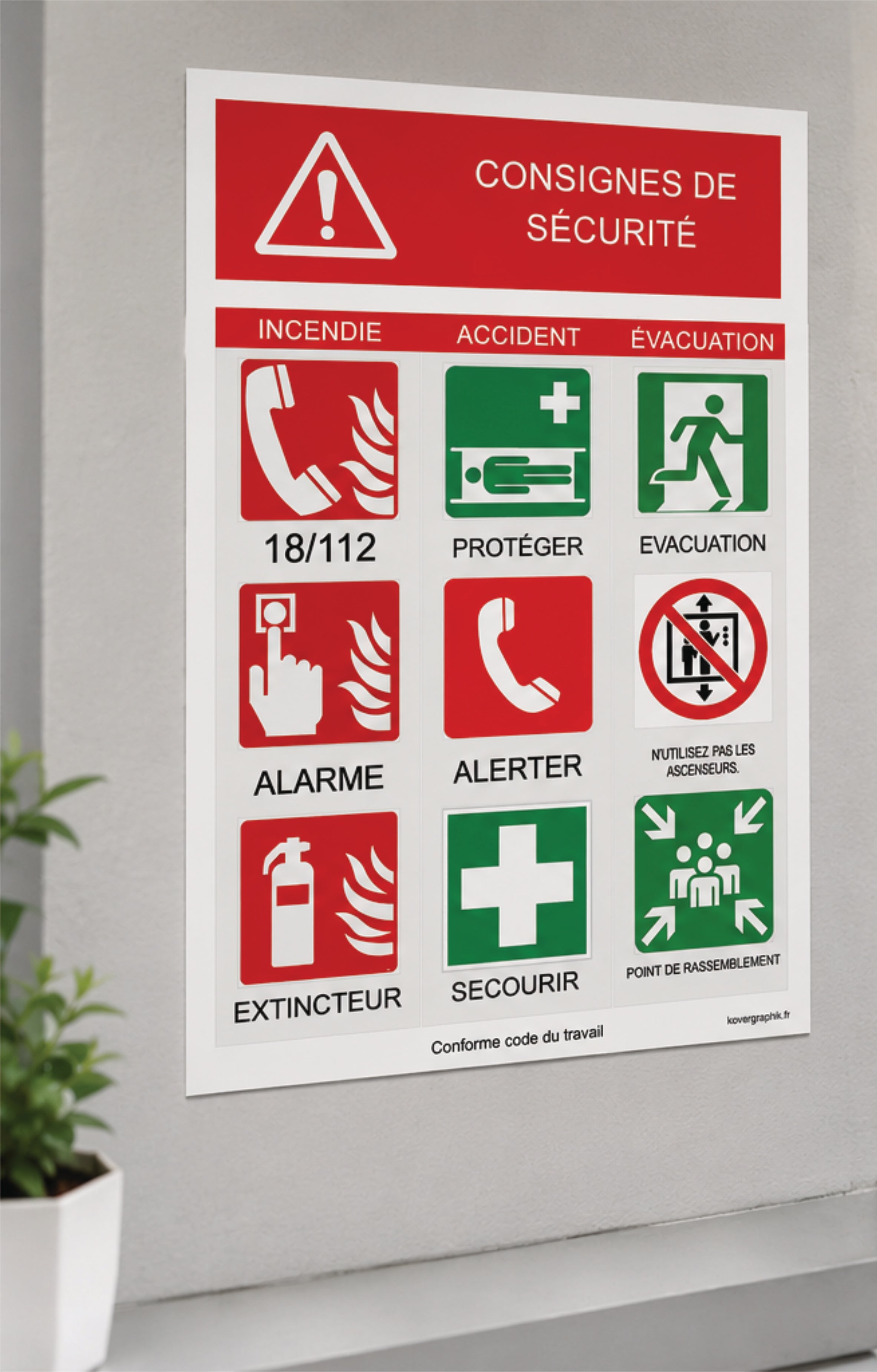 Consignes de Sécurité A3 – Affichage Sécurité Incendie et Évacuation Conforme