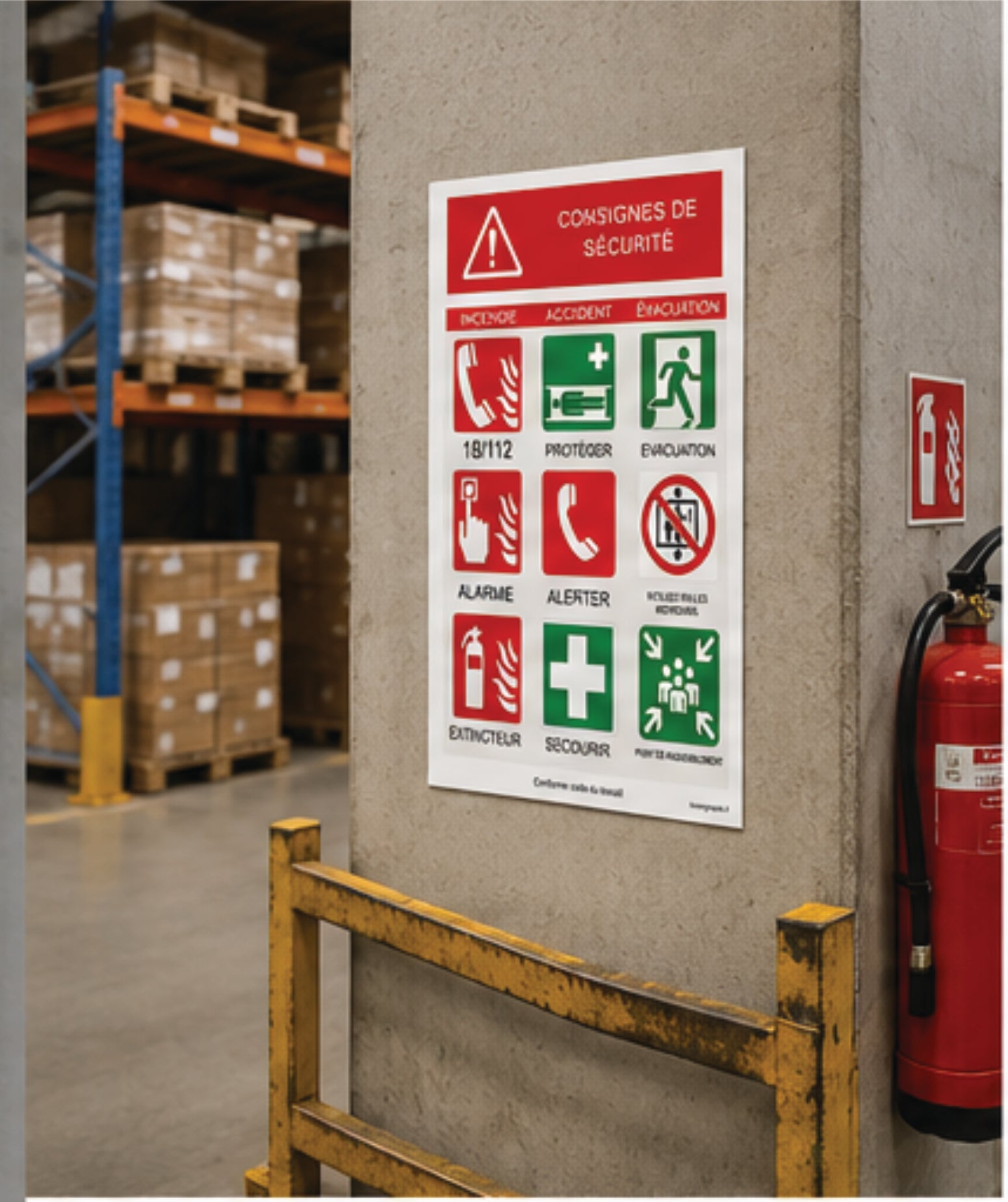 Panneau pvc Consignes de Sécurité A3 – Affichage Sécurité Incendie et Évacuation Conforme