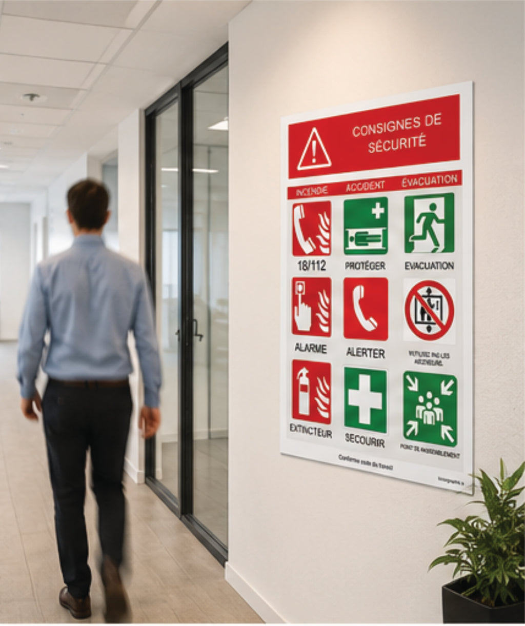 Panneau pvc Consignes de Sécurité A3 – Affichage Sécurité Incendie et Évacuation Conforme