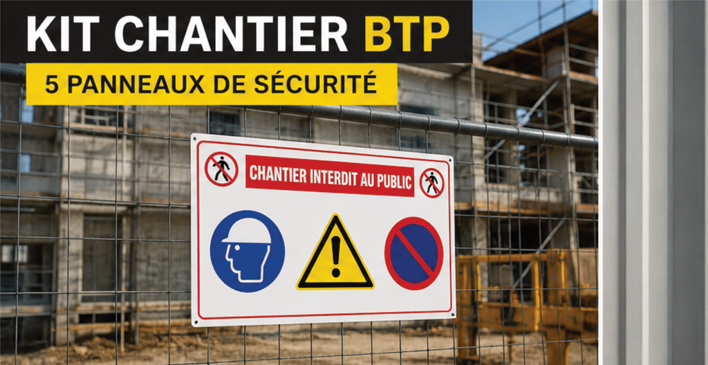 Kit Chantier BTP – 5 Panneaux de Sécurité Professionnels | Sticker | Signalisation Chantier Complète