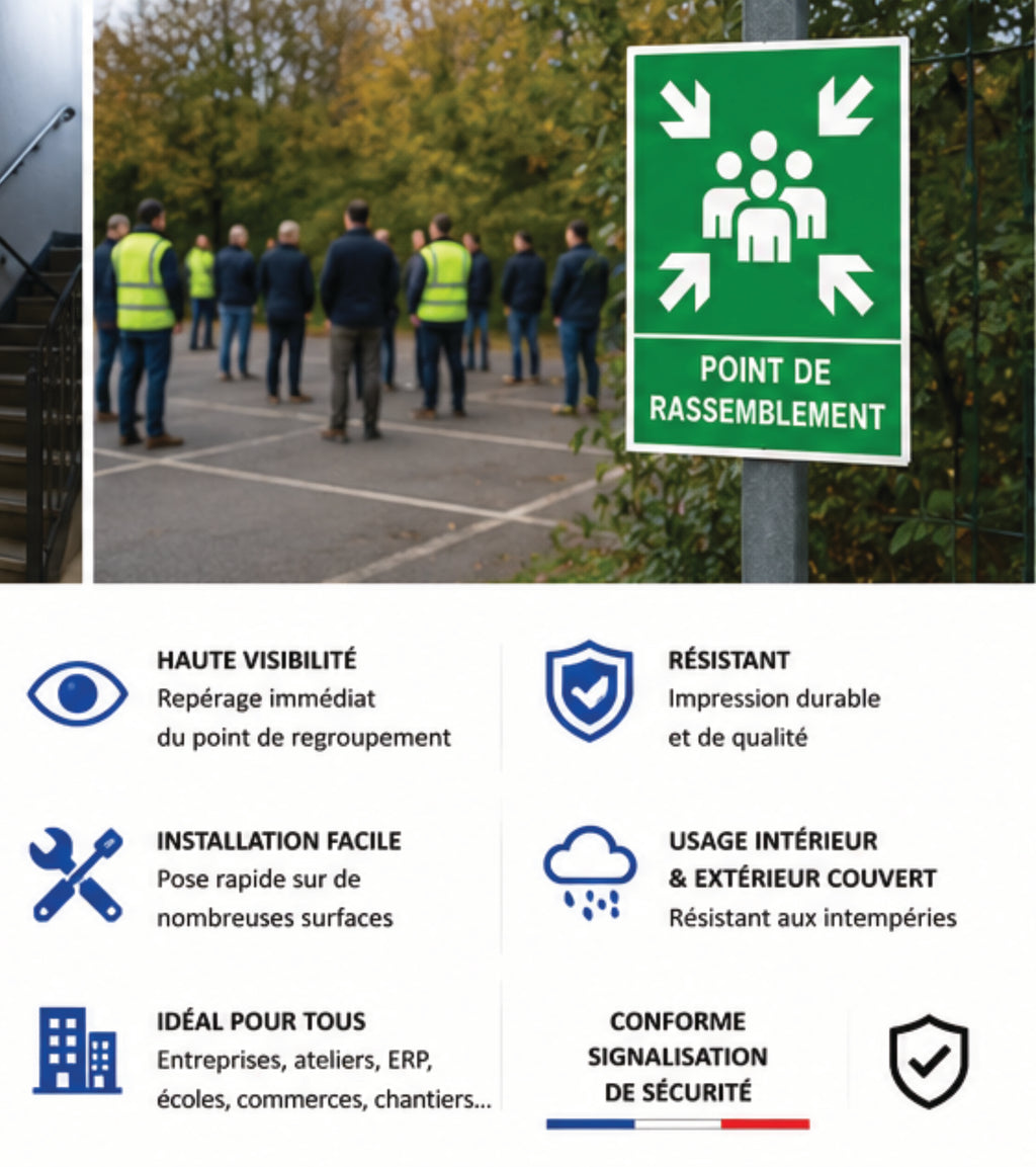 Panneau Point de Rassemblement  – Signalisation Évacuation Sécurité