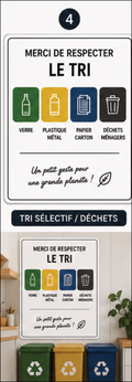 Panneau Merci de Respecter le Tri – 15 x 20 cm – panneau PVC – Signalétique Tri Sélectif Airbnb