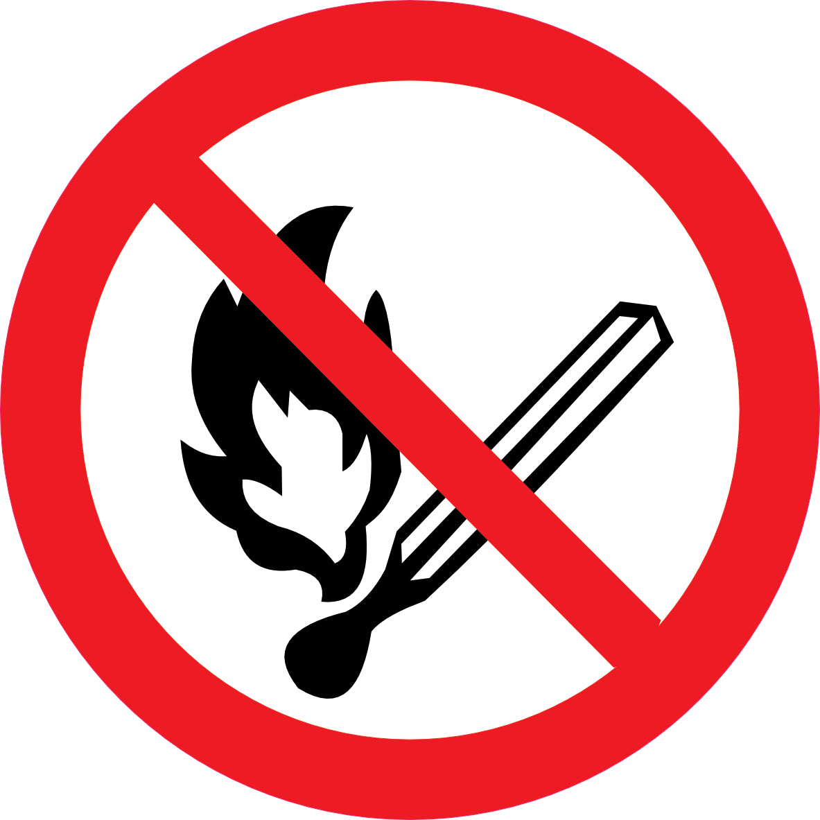 Sticker Pictogramme Flamme Nue Interdite — Lot de 5 — Ø 10 cm — Vinyle Adhésif Pro