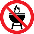 Sticker Pictogramme Barbecue Interdit — Lot de 5 — Ø 10 cm — Vinyle Adhésif Pro