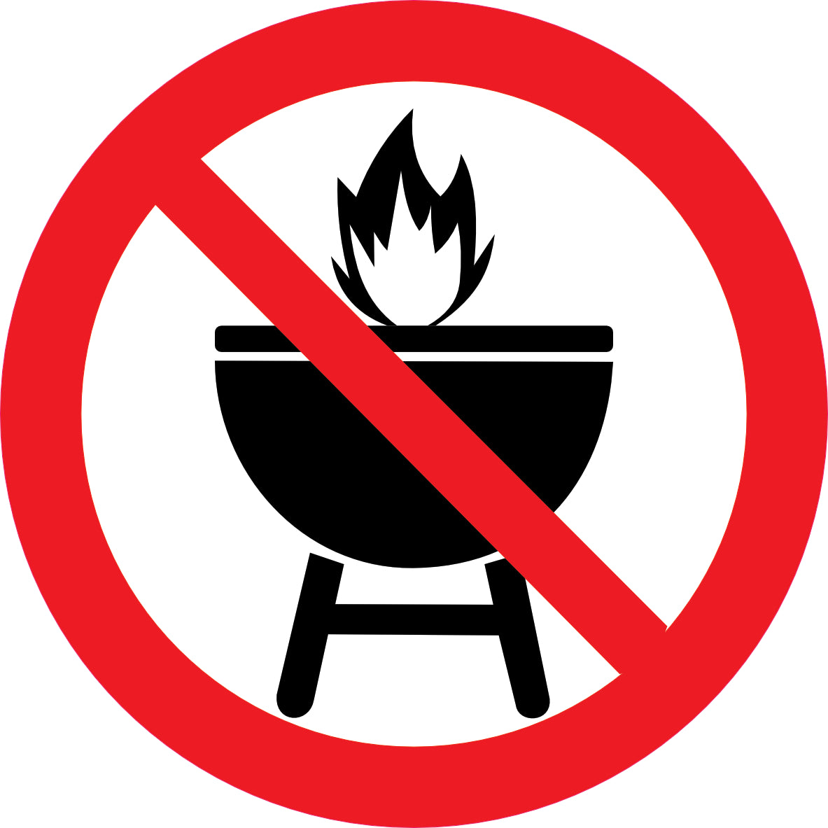 Sticker Pictogramme Barbecue Interdit — Lot de 5 — Ø 10 cm — Vinyle Adhésif Pro