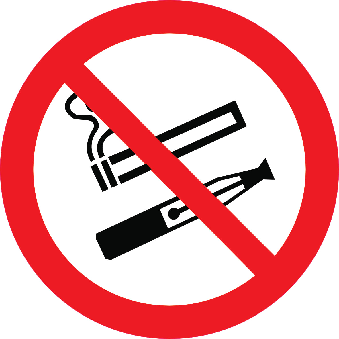 Sticker Pictogramme Cigarette et Vapote Interdites — Lot de 5 — Ø 10 cm — Vinyle Adhésif Pro