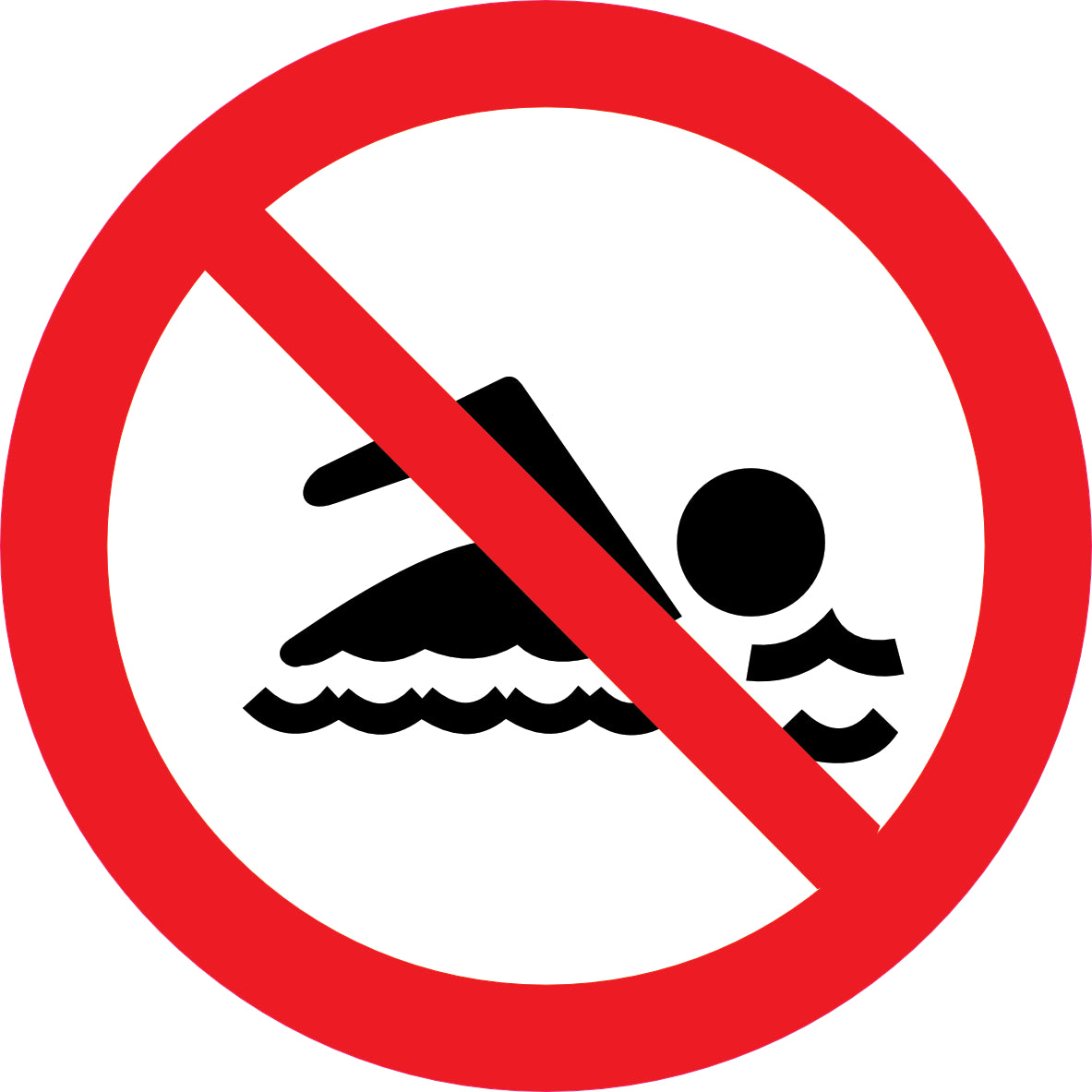 Sticker Pictogramme Baignade Interdite — Lot de 5 — Ø 10 cm — Vinyle Adhésif Pro