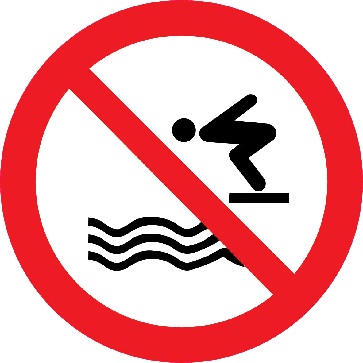 Sticker Pictogramme Plongeon Interdit — Lot de 5 — Ø 10 cm — Vinyle Adhésif Pro