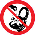 Sticker Pictogramme Interdit de Jeter des Produits Sanitaires dans les Toilettes — Lot de 5 — Ø 10 cm — Vinyle Adhésif Pro