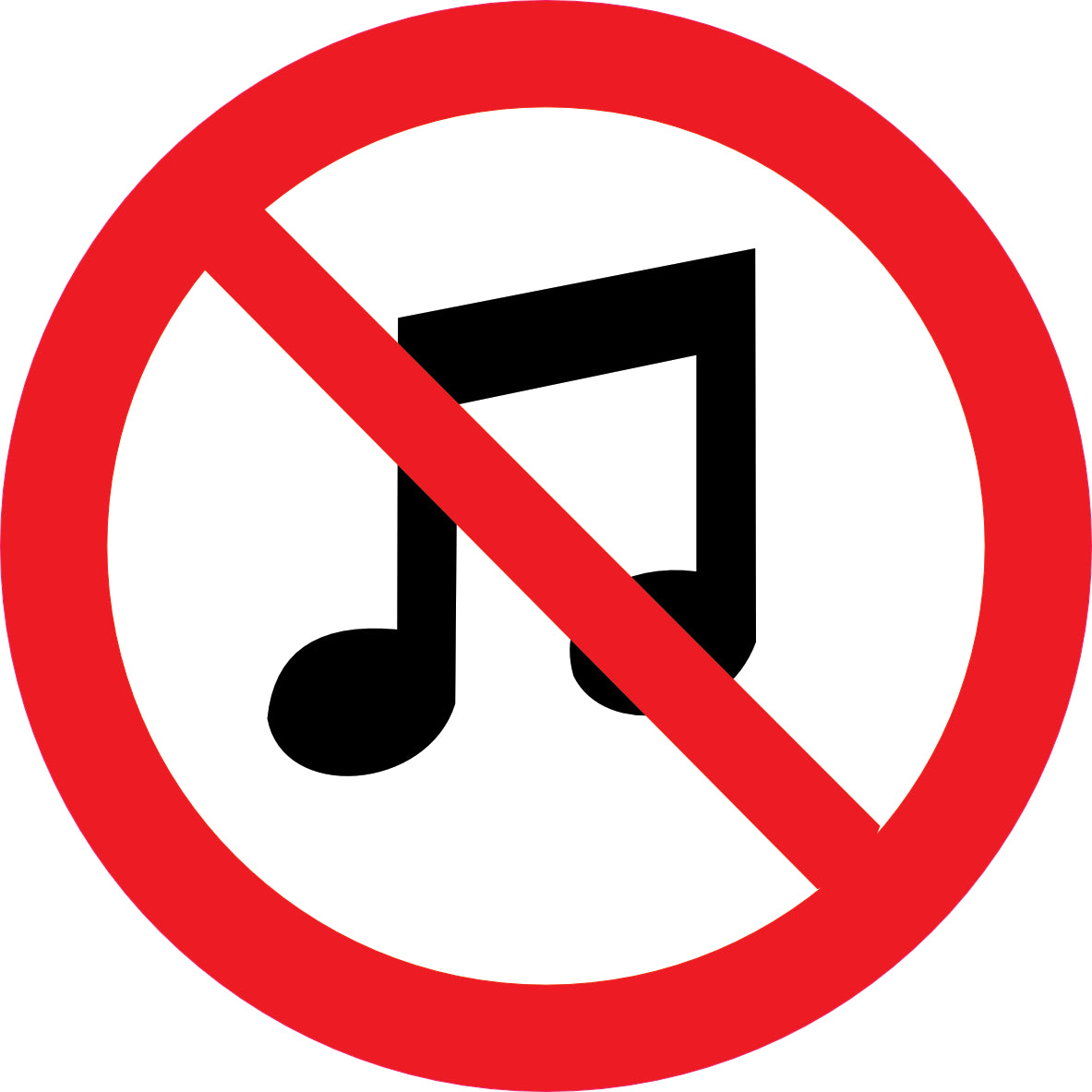 Sticker Pictogramme Musique Interdite — Lot de 5 — Ø 10 cm — Vinyle Adhésif Pro