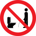 Sticker Pictogramme Interdit d'Uriner Debout — Lot de 5 — Ø 10 cm — Vinyle Adhésif Pro