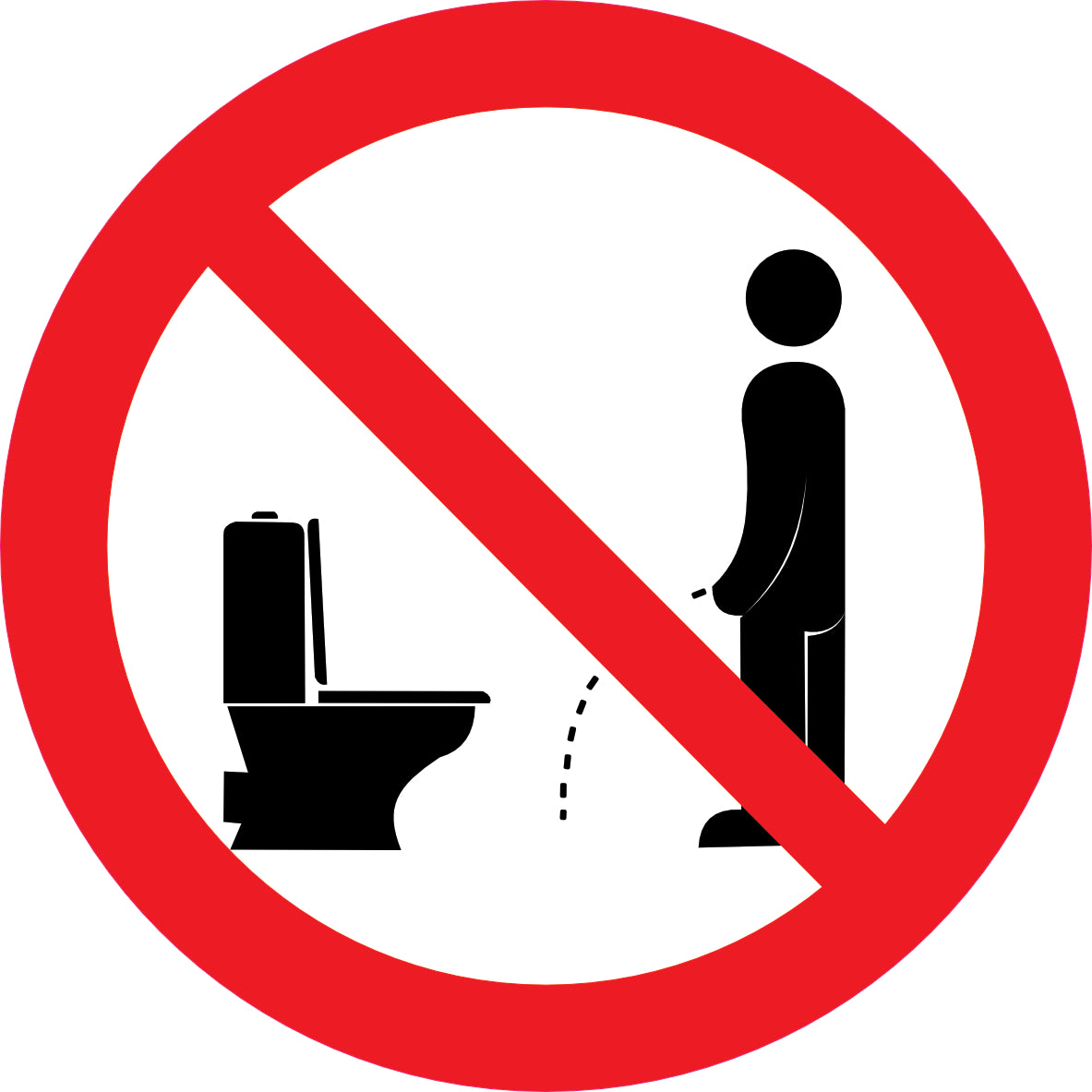Sticker Pictogramme Interdit d'Uriner Debout — Lot de 5 — Ø 10 cm — Vinyle Adhésif Pro
