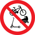 Sticker Pictogramme Interdit Vélos Trottinettes Rollers — Lot de 5 — Ø 10 cm — Vinyle Adhésif Pro