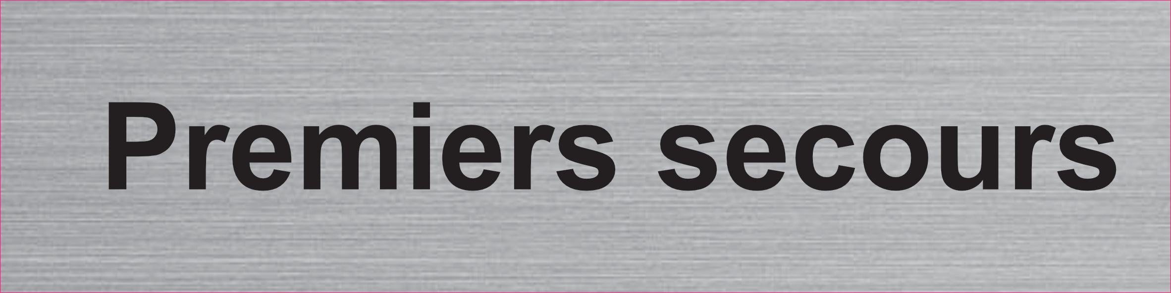 Plaque Premiers secours gravée – PVC bicouche aspect aluminium brossé 20 x 5 cm