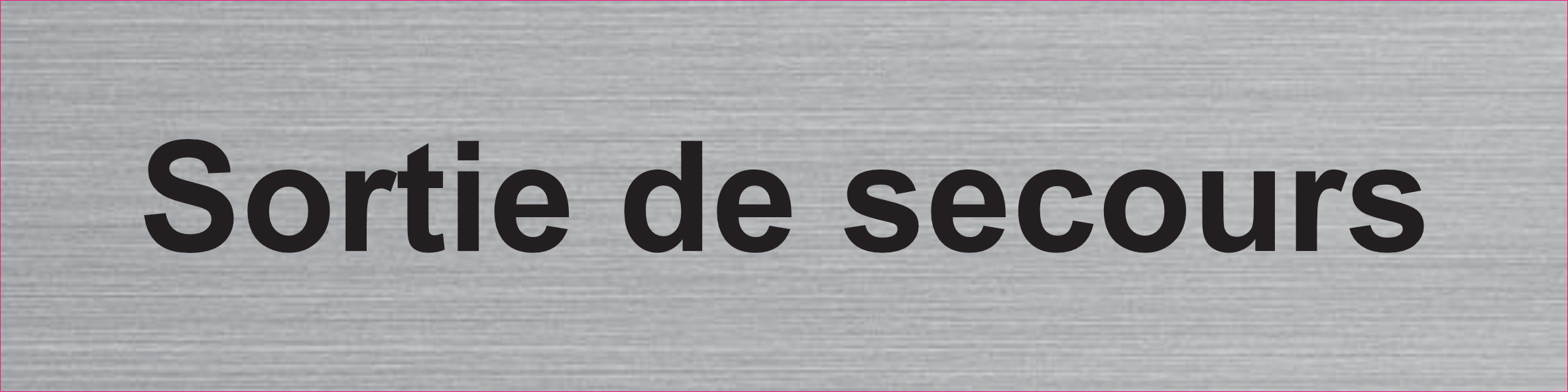 Plaque Sortie de secours gravée – PVC bicouche aspect aluminium brossé 20 x 5 cm
