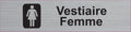 Plaque Vestiaire Femme gravée – PVC bicouche aspect aluminium brossé 20x5 cm