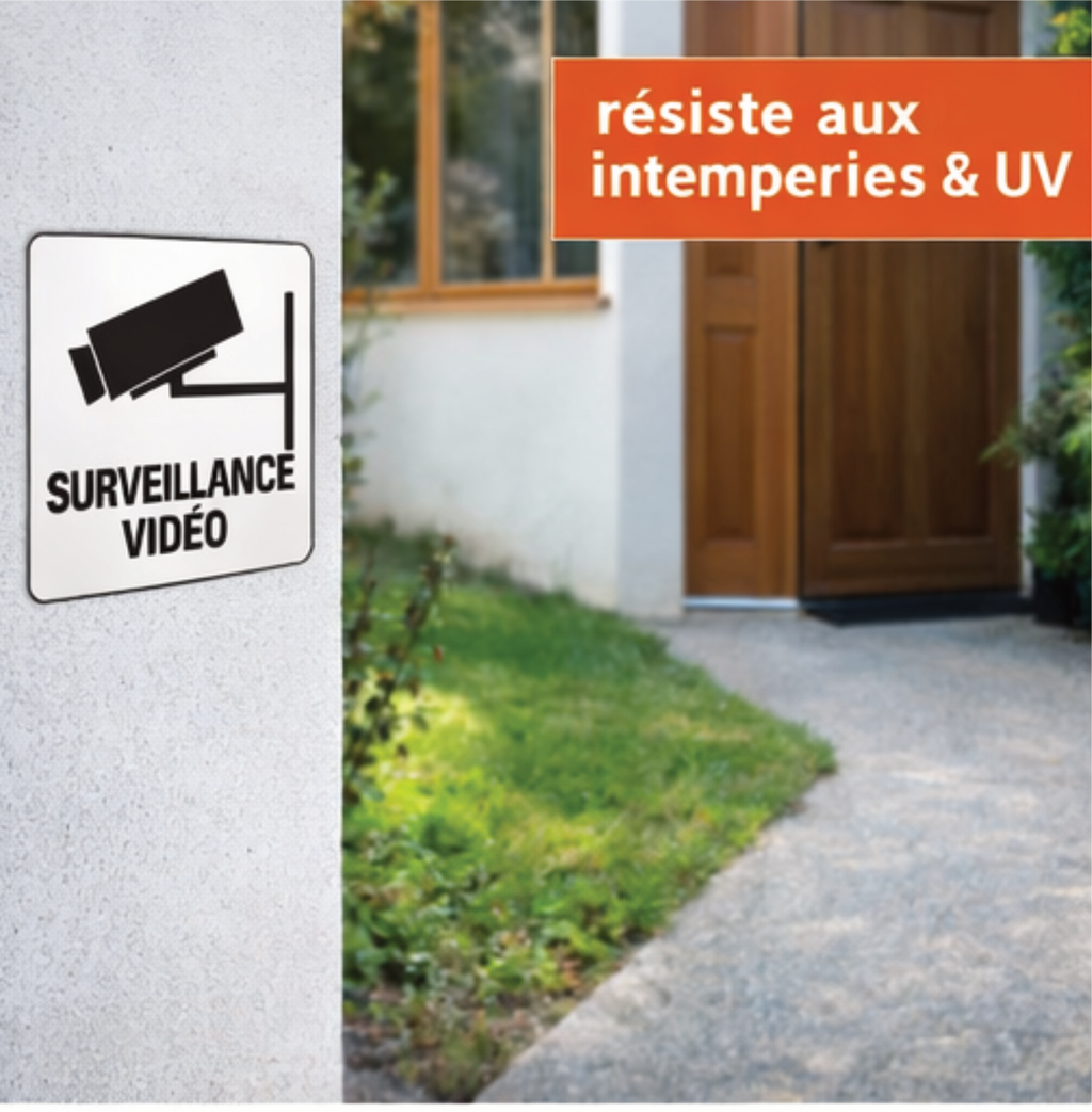 Panneau pvc 3 mm Vidéo Surveillance 15 x 15 cm – Panneau Caméra de Surveillance – Signalétique Sécurité PVC