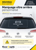 Marquage Vitre Arrière Personnalisé – Véhicule de Courtoisie | Garage & Concession