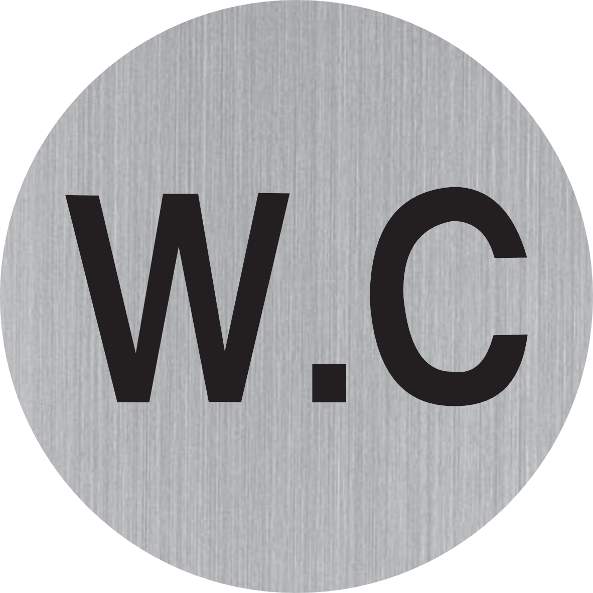 Plaque WC Ronde Gravée Ø 10 cm – Signalétique Aluminium Brossé