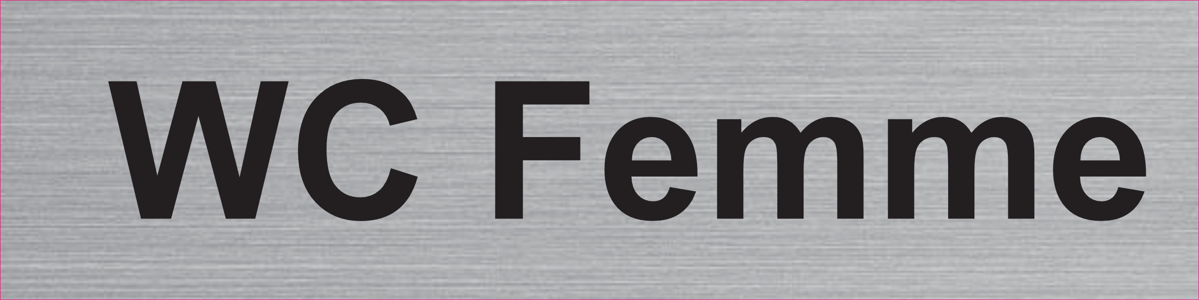 Plaque WC Femme gravée – PVC bicouche aspect aluminium brossé 20 x 5 cm