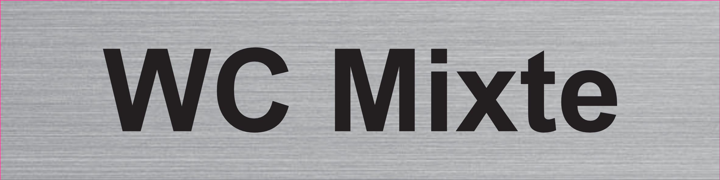 Plaque WC Mixte gravée – PVC bicouche aspect aluminium brossé 20 x 5 cm